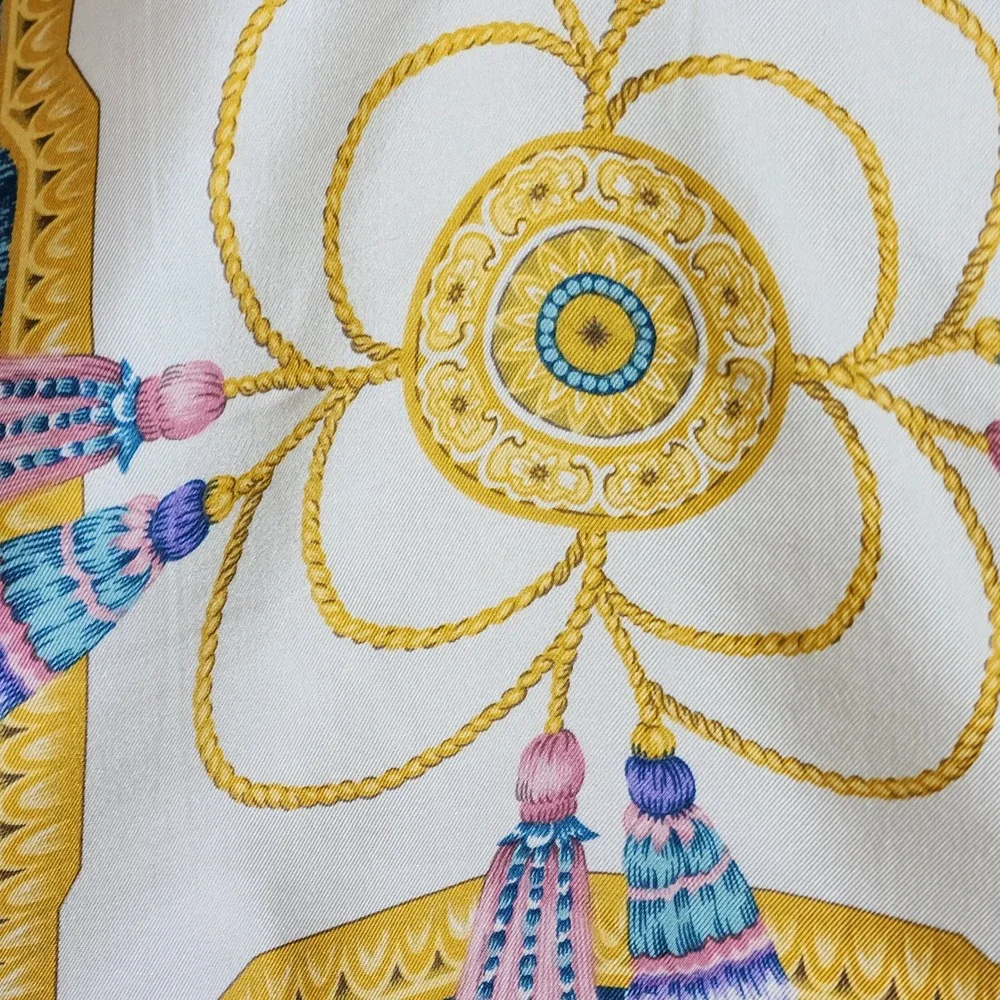 Smithsonian Institution Scarf Silk Square Pink Gold 1992 Reproduction Japan